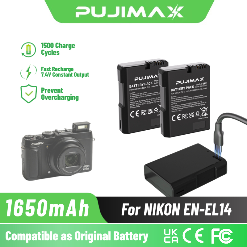 Nikon Camera D3500 - بطارية PUJIMAX 1650 مللي أمبير EN-EL14