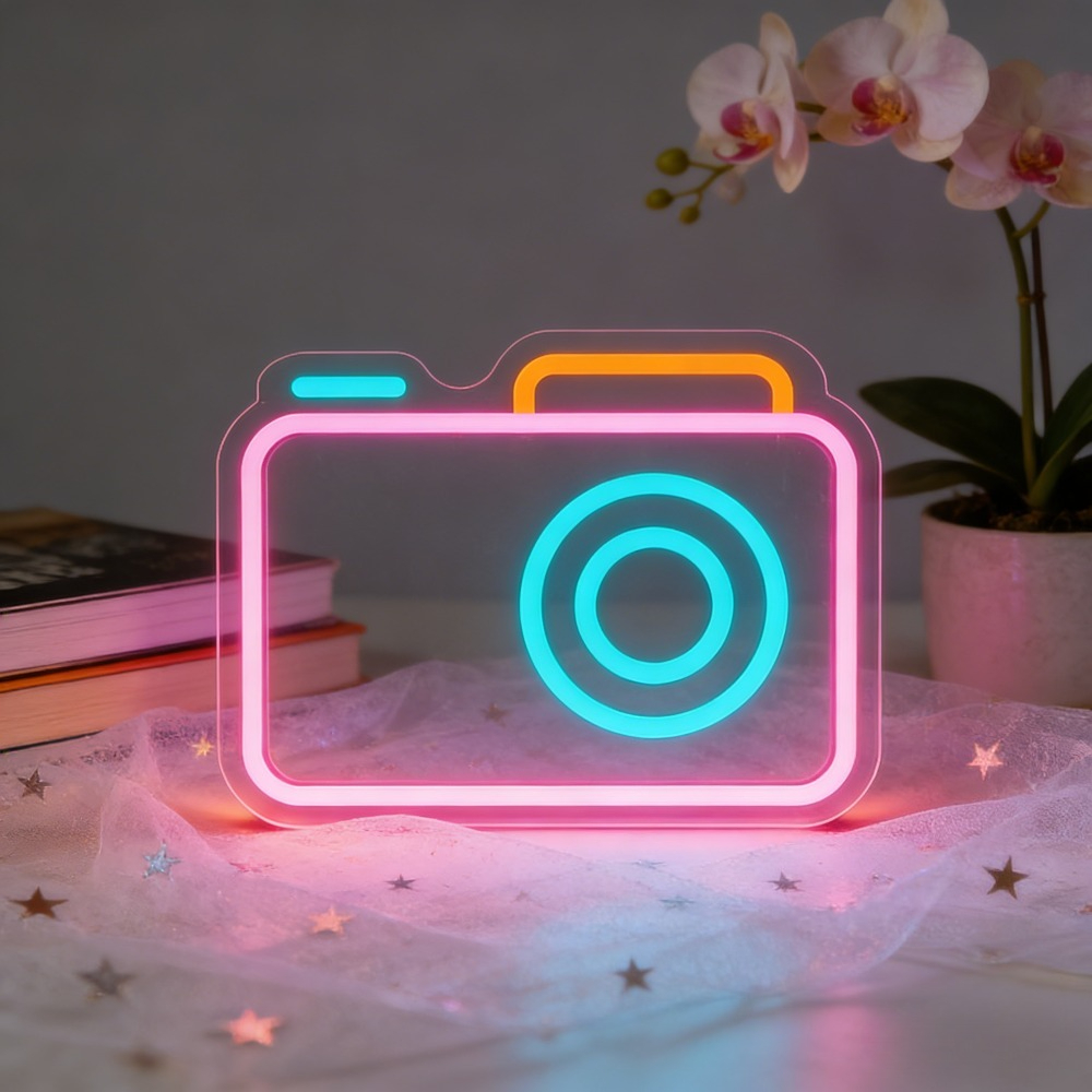لافتة نيون على شكل كاميرا، إضا - مراجعة Photography Studio Lighting Set Up وسعره