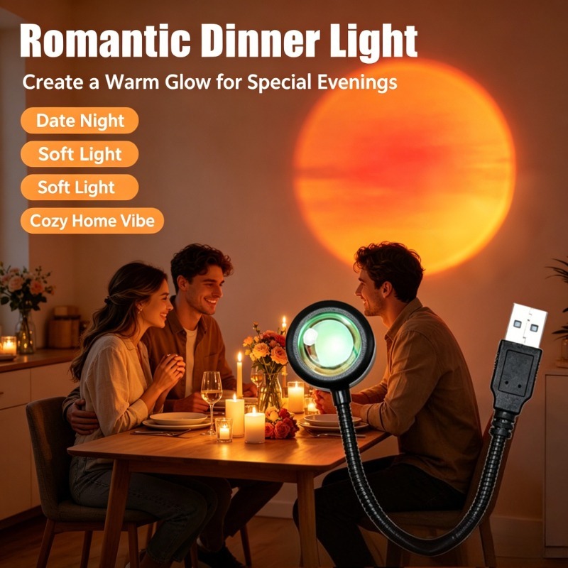 مصباح غروب الشمس بمنفذ USB، ضو - مراجعة Photography Lighting Mood وسعره