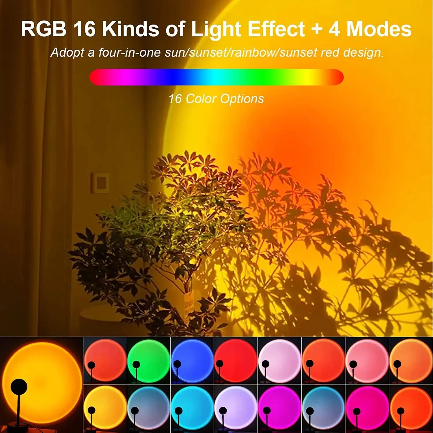 مصباح غروب الشمس 16 لونًا، إضا - مراجعة Photography Lighting Mood وسعره